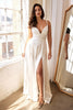 Effortless Classic A-line Bridal Gown Modern Trendy Wedding Ceremony Look Plunging V-neck Open Back Bodice Satin Dress CDCD903W Sale