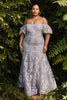 Off Shoulder Mermaid Gown Embroidered with Floral Pattern Prom & Bridesmaid Dress Short Puff Sleeves CDCD959C