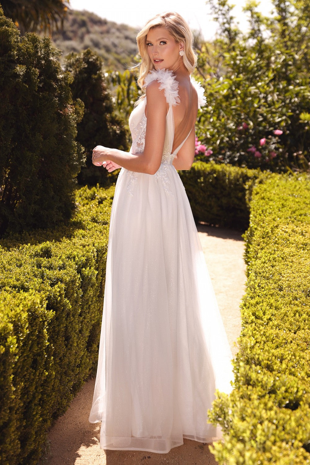 A-line Floral Appliqu Waistline Sensual V-neckline Backless Bodice Lo smcfashion.com A-line Floral Appliqu Waistline Sensual V-neckline Backless Bodice Lo smcfashion.com
