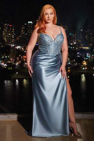 EMBELLISHED SATIN GOWN CDCDS440C