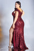 Fitted Trumpet Curvy Sequin Evening Plus Size Dresses Fitted V-neck Bodice with Tank Straps Prom & Ball Gown CDCH198C