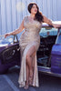 Fitted Trumpet Curvy Sequin Evening Plus Size Dresses Fitted V-neck Bodice with Tank Straps Prom & Ball Gown CDCH198C