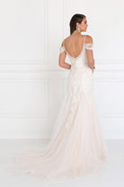 Tulle Off-Shoulder Sweetheart Mermaid Long Dress with Lace Applique GLGL1513-WEDDING GOWNS-smcfashion.com