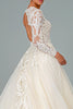Illusion V-Neck Embroidered Mesh Wedding Gown Sequin Lining GLGL1804