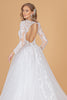 Illusion V-Neck Embroidered Mesh Wedding Gown Sequin Lining GLGL1804