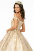 Sweetheart Neckline Cut-Away Shoulder Glitter Mesh Quinceanera Dress GLGL1820