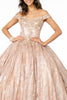 Sweetheart Neckline Cut-Away Shoulder Glitter Mesh Quinceanera Dress GLGL1820