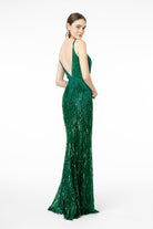 Illusion V-Neck Embroidered Top and Sequin Skirt Mermaid Dress GLGL1824-SPECIAL-smcfashion.com