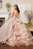 Sweethearted Ruffle Tail Quinceanera Dress Detached Mesh Sleeve - Mask Not Included GLGL1912