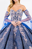 Sweethearted Ruffle Tail Quinceanera Dress Detached Mesh Sleeve - Mask Not Included GLGL1912