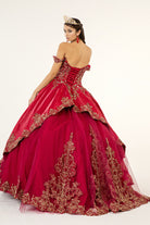 Embroidered Mesh Strap Satin Quinceanera Dress Mesh Tail - Mask Not Included GLGL1930-QUINCEANERA-smcfashion.com