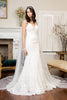 Embroidered V-Neck Mermaid Wedding Gown Detachable Cape - Mask Not Included GLGL1935