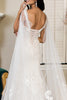 Embroidered V-Neck Mermaid Wedding Gown Detachable Cape - Mask Not Included GLGL1935