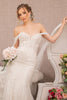 Embroidered V-Neck Mermaid Wedding Gown Detachable Cape - Mask Not Included GLGL1935