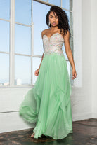 Strapless Sweetheart Chiffon Long Dress with Sequin Embellished Bodice GLGL2092-PROM-smcfashion.com