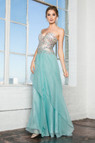 Strapless Sweetheart Chiffon Long Dress with Sequin Embellished Bodice GLGL2092-PROM-smcfashion.com