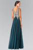 V-Neck Embroidered Chiffon Long Dress GLGL2311 Sale