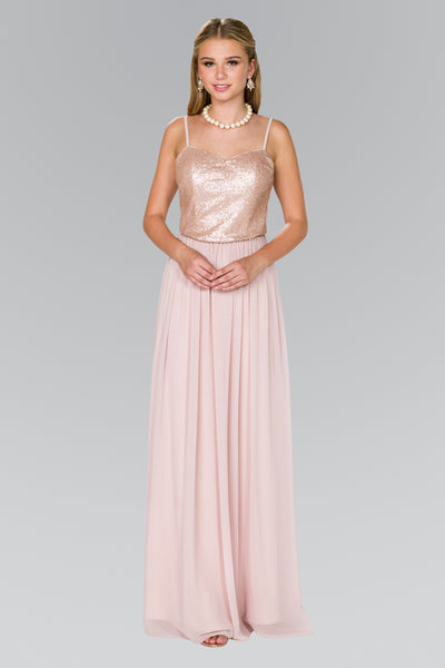 Full Sequin Top Chiffon Long Dress GLGL2416