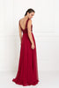 Lace Top Chiffon Long Dress Accented by Jewels on the Waist GLGL2420