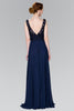 Lace Top Chiffon Long Dress Accented by Jewels on the Waist GLGL2420