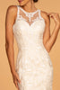 Cut-Out Back Embroidered Mesh Mermaid Wedding Gown GLGL2598