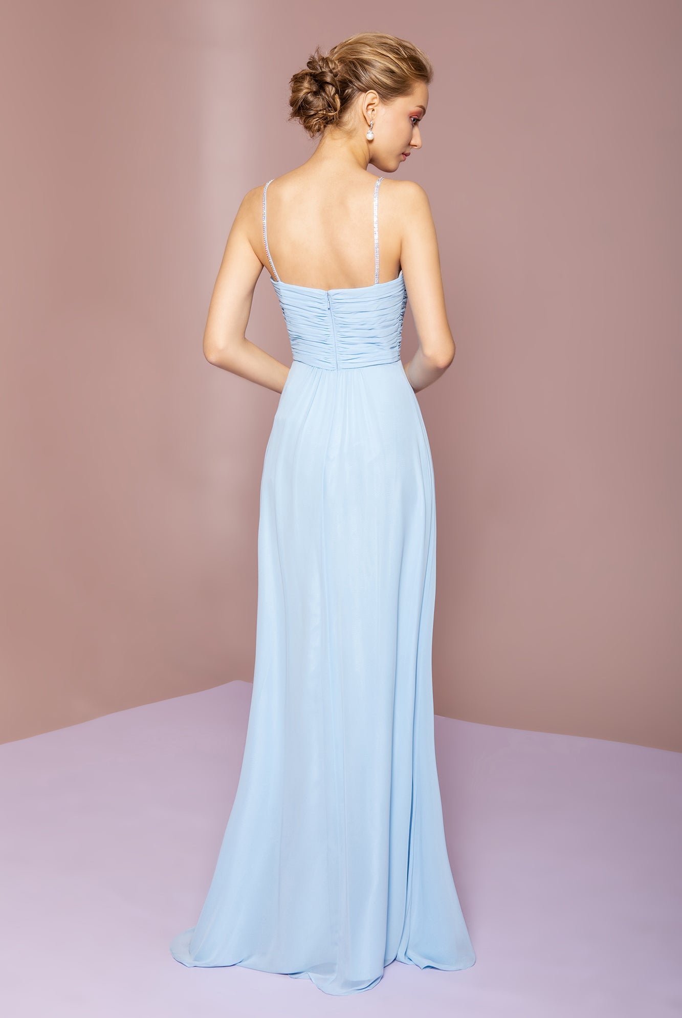 Chiffon Ruched Jewel Straps Long Prom Dress GLGL2666-PROM-smcfashion.com