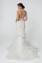 Embroidered V-Neck Sleeveless Mermaid Wedding Gown GLGL2814-WEDDING GOWNS-smcfashion.com