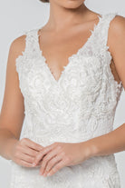 Embroidered V-Neck Sleeveless Mermaid Wedding Gown GLGL2814-WEDDING GOWNS-smcfashion.com