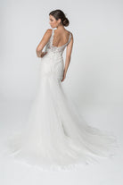 Embroidered Bodice V-Neck Mermaid Wedding Gown Mesh Tail GLGL2815-WEDDING GOWNS-smcfashion.com
