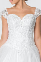 Jewel and Lace Embellished Glitter Mesh Wedding Gown GLGL2817-WEDDING GOWNS-smcfashion.com