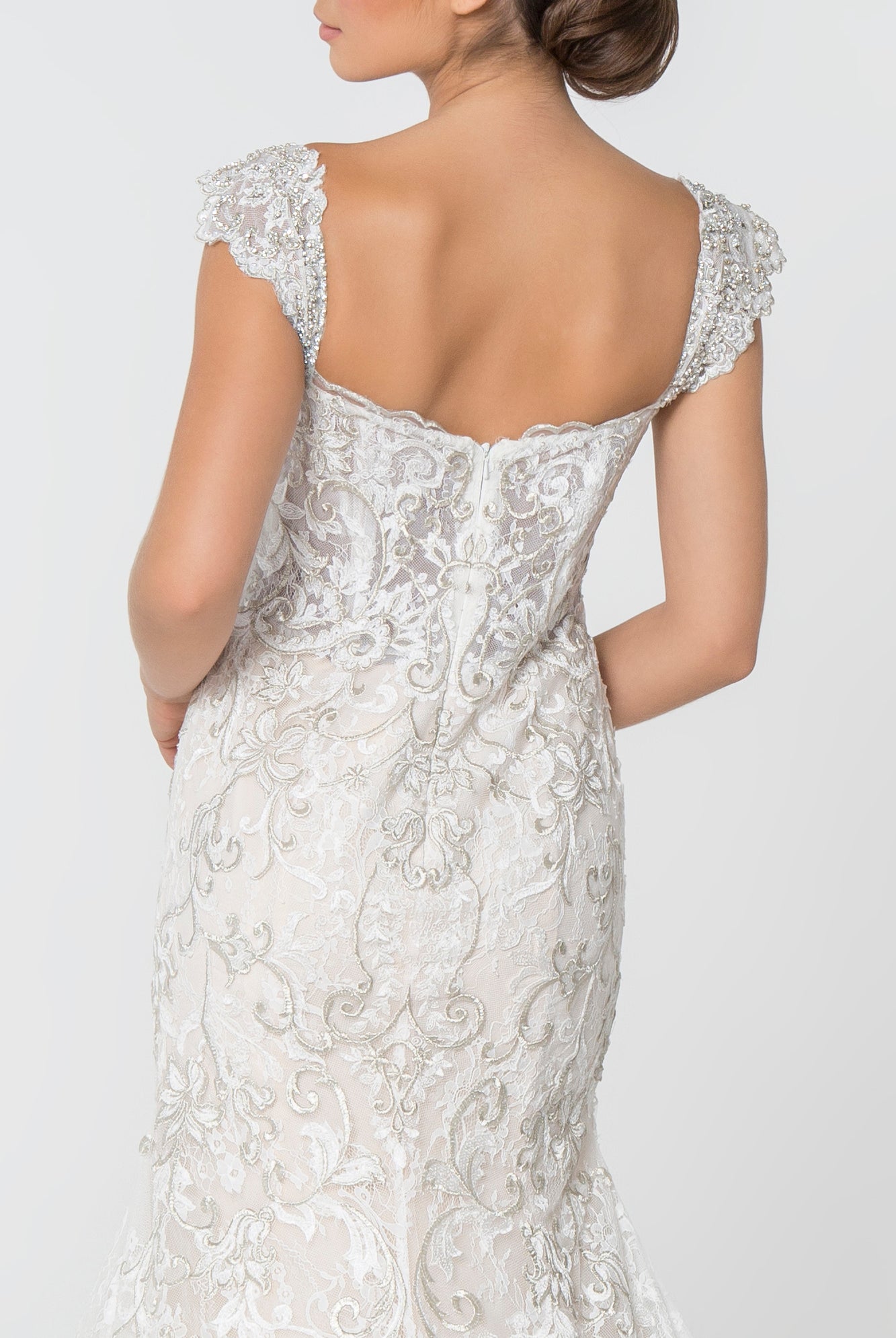 Jewel and Embroidery Embellished Mesh Wedding Gown GLGL2822-WEDDING GOWNS-smcfashion.com