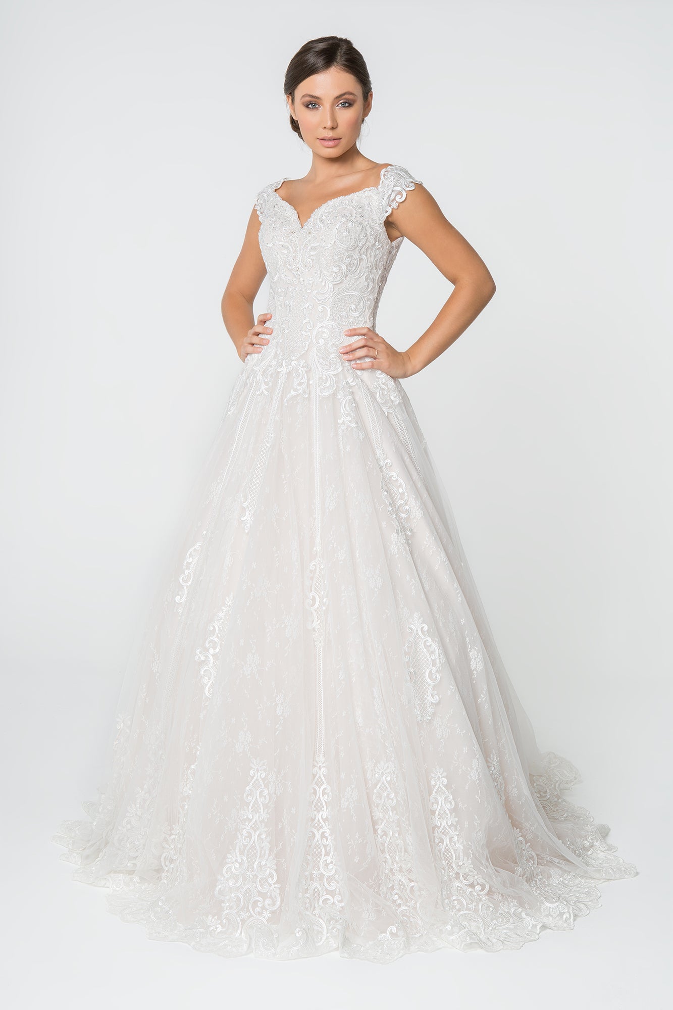 Lace Embellished Bodice A-Line Wedding Gown GLGL2823-WEDDING GOWNS-smcfashion.com