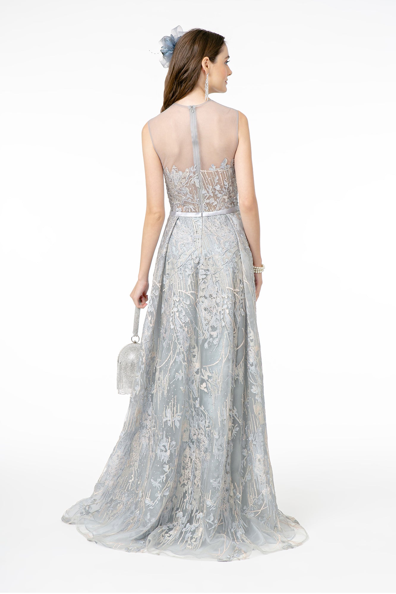 Lace Embellished A-Line Long Dress GLGL2835-SPECIAL-smcfashion.com