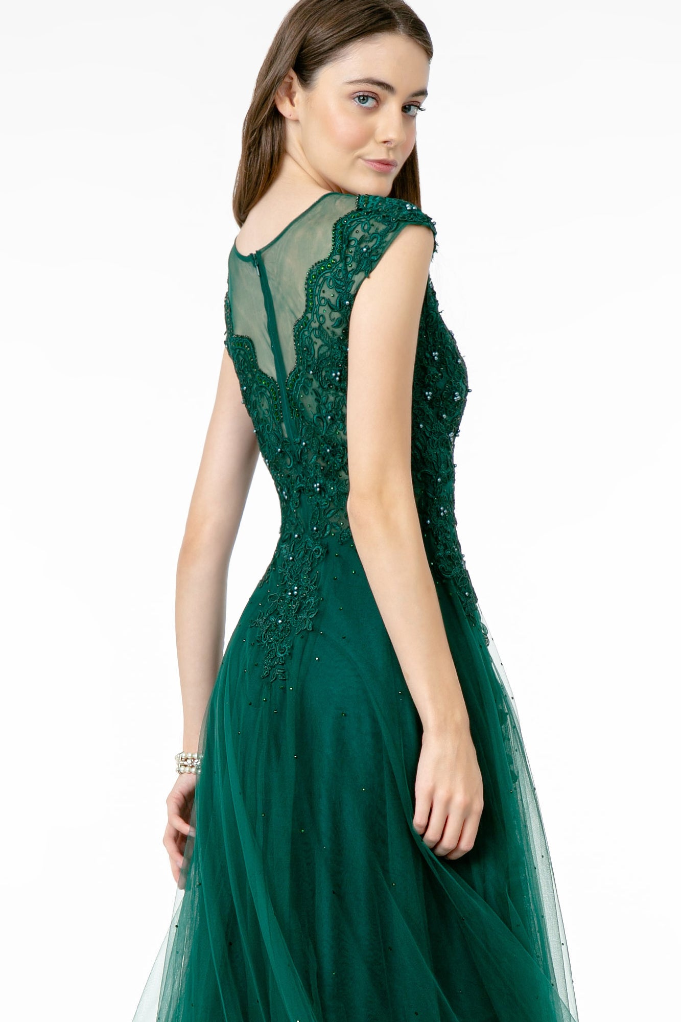 Embroidered Mesh A-Line Long Dress Sheer Back GLGL2882-PROM-smcfashion.com