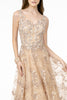 Embroidery Embellished V-Neck Tulle A-Line Dress GLGL2884