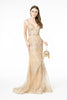 Floral Embroidery Glitter Mesh Mermaid Long Dress Jeweled Waist Band GLGL2889