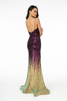 Illusion V-Neck Full Sequin Spaghetti Strap Long Dress GLGL2899-PROM-smcfashion.com