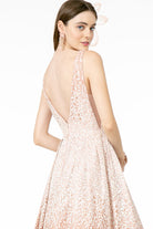 Illusion Deep V-Neck Glitter Tulle A-Line Dress GLGL2908-PROM-smcfashion.com