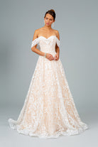 Glitter Mesh Sweetheart A-Line Long Dress GLGL2937-WEDDING GOWNS-smcfashion.com