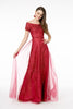 Glitter Print Mesh Cut-Away Shoulder A-Line Dress GLGL2942