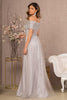 Glitter Print Mesh Cut-Away Shoulder A-Line Dress GLGL2942