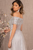 Glitter Print Mesh Cut-Away Shoulder A-Line Dress GLGL2942