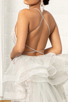 Jewel Embellished Mesh Mermaid Dress Side Slit and Detached Mesh Layer GLGL3003-PROM-smcfashion.com