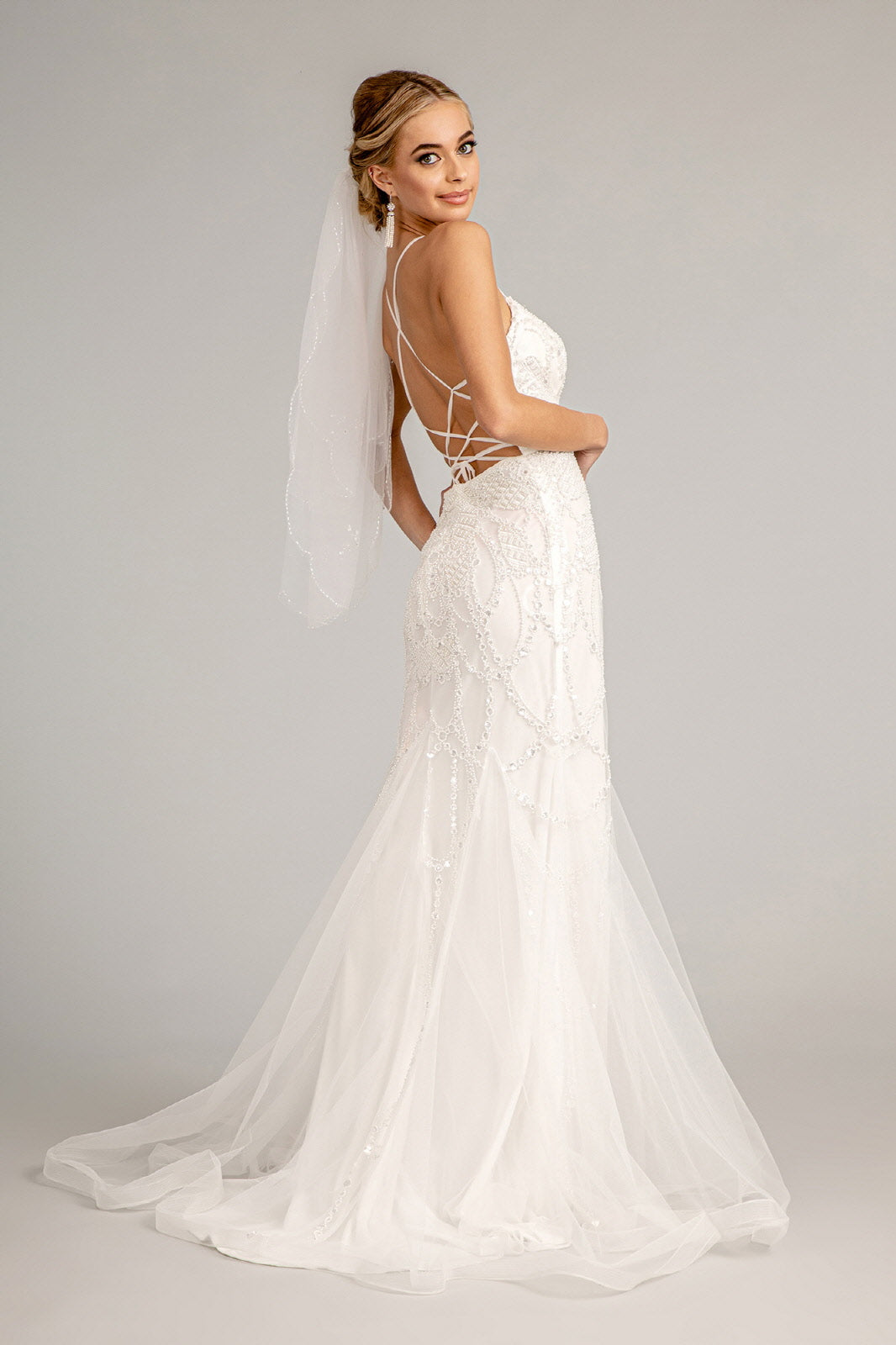 Sweetheart Embroidered Mermaid Wedding Gown Open Back Laced Up GLGL3009-WEDDING GOWNS-smcfashion.com