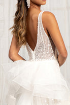 3D Flower Applique Mermaid Mesh Wedding Gown Detached Mesh Layer GLGL3014-WEDDING GOWNS-smcfashion.com