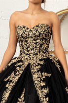 Jewel Embellished Tull Quinceanera Ball Gown Embroidered Mesh Cape GLGL3016-QUINCEANERA-smcfashion.com