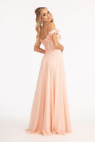 Floral 3D Applique and Embroidery Embellished Bodice A-Line Chiffon Dress GLGL3018-PROM-smcfashion.com
