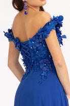 Floral 3D Applique and Embroidery Embellished Bodice A-Line Chiffon Dress GLGL3018-PROM-smcfashion.com