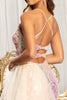 Full Iridescent Sequin Cut-Out Back Prom Dress Detachable Mesh Layer GLGL3026