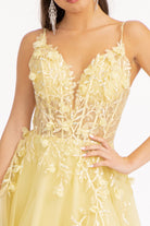 3D Flower Applique Glitter Mesh A-line Dress Embroidery and Sequin GLGL3034-PROM-smcfashion.com